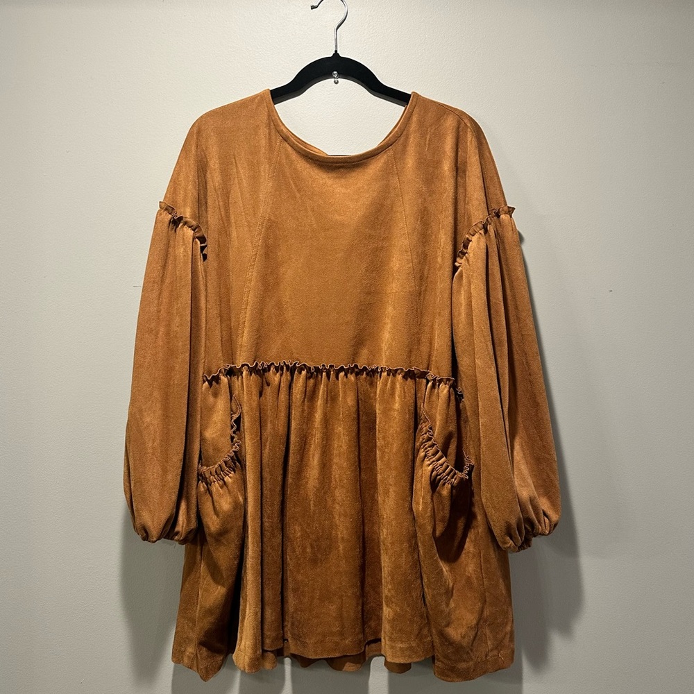C&V Chelsea & Violet Faux Suede Babydoll Dress